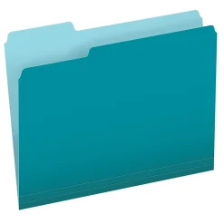 Pendaflex Recycled File Folder, 2/5-Cut Tab, Letter Size, Aqua, 100/Box (42101/3AQU)