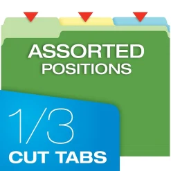Pendaflex Recycled File Folder, 1/3-Cut Tab, Letter Size, Assorted, 100/Box (42101/3ASST)