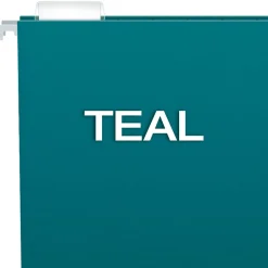 Pendaflex Recycled Hanging File Folders, 1/5 Tab, Letter Size, Teal, 25/Box (81614)