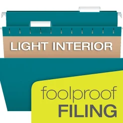 Pendaflex Recycled Hanging File Folders, 1/5 Tab, Letter Size, Teal, 25/Box (81614)