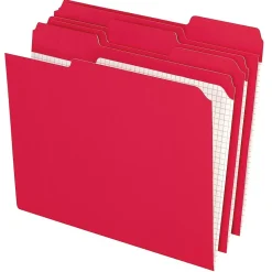 Pendaflex Reinforced Top Tab File Folders, 1/3 Cut, Letter, Red, 100/Box