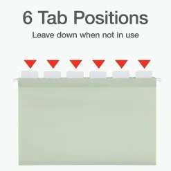 Pendaflex Standard Reinforced Hanging File Folder, 6-Tab, Legal, Sage Green, 20/Box (1009464)
