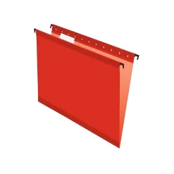 Pendaflex SureHook Reinforced Hanging File Folders, 5-Tab, Letter Size, Red, 20/Box (PFX 6152 1/5 RED)