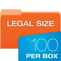 Pendaflex Two-Tone File Folder, 3-Tab, Legal Size, Orange, 100/Box (153 1/3 ORA)