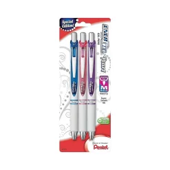Pentel EnerGel Pearl Deluxe Retractable Gel Pens, Medium Point, Assorted Colors Ink, 3 Pack (BL77WBPS3M1)