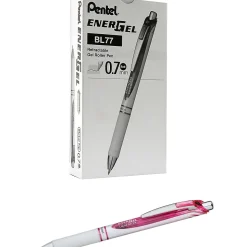 Pentel® EnerGel® Pearl Deluxe RTX Liquid Gel Ink Retractable Pens, Medium Point, Black Ink, Dozen (BL77PWP-A)