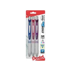 Pentel EnerGel Pearl Retractable Gel Pens, Medium Point, Assorted Inks, 3/Pack (BL77WBPS3M2)