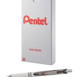 Pentel EnerGel Retractable Gel Pen, Medium Point, Black Ink, Dozen (BLN77PW-A)