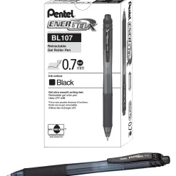 Pentel EnerGel-X Retractable Roller Gel Pens, Medium Point, Black Ink, 24/Pack (BL107ASW2)