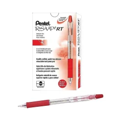 Pentel R.S.V.P. RT Retractable Ballpoint Pens, Medium Point, Red Ink, Dozen (BK93B)
