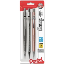 Pentel Sharp Mechanical Pencil, 0.7mm, #2 Medium Lead, 3/Pack (P207MBP3M)