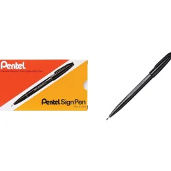Pentel Sign Felt Pens, Fine Point, Black Ink, Dozen (S520-A)
