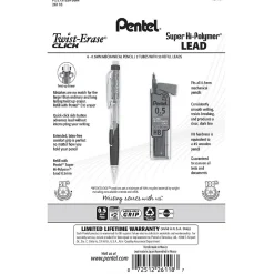 Pentel Twist-Erase Click Mechanical Pencil, 0.5mm, Assoted colors, 6/PK (PD275TLBPS6M)