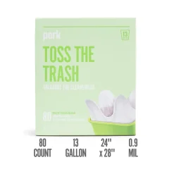 Perk™ 13 Gallon Kitchen Trash Bag, 28" x 24", Low Density, 0.9 mil, White, 80 Bags/Box (PK56749)