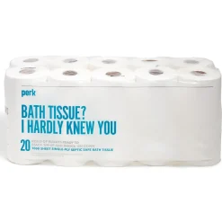 Perk™ Septic Safe Toilet Paper, 1-ply, White, 1000 Sheets/Roll, 20 Rolls/Pack (PK55153)
