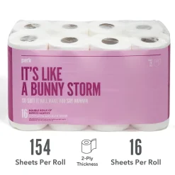 Perk™ Ultra Soft Toilet Paper, 2-ply, White, 154 Sheets/Roll, 16 Rolls/Case (PK55154)