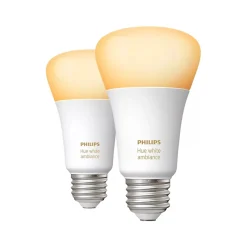 Philips Hue 60W Equivalent A19 LED Smart Light Bulb, Warm White, 2/Pack (548560)
