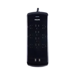 Philips 10-Outlet 4-USB Port Surge Protector, 6', Gray/Black (SPP6710BC/37)