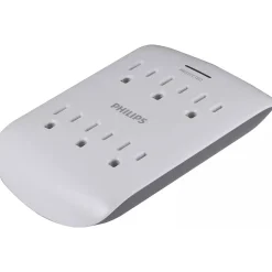 Philips 6-Outlet Wall Tap, White (SPP3461WA/37)