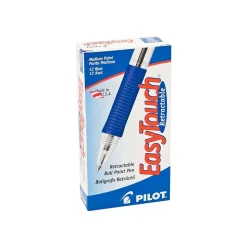Pilot EasyTouch Retractable Ballpoint Pens, Medium Point, Blue Ink, Dozen (32221)