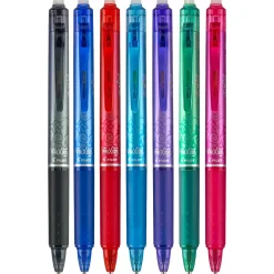 Pilot FriXion Ball Clicker Erasable Gel Pens, Extra Fine Point, Assorted Ink, 7/Pack (32509)