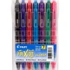 Pilot FriXion Ball Clicker Erasable Gel Pens, Fine Point, 0.7mm, Assorted Ink, 7/Pack (31472)