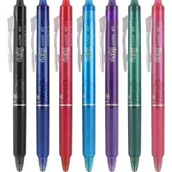 Pilot FriXion Ball Clicker Erasable Gel Pens, Fine Point, 0.7mm, Assorted Ink, 7/Pack (31472)