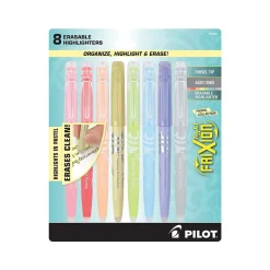Pilot FriXion Light Pastel Erasable Highlighters, Chisel Tip, Assorted Colors, 8/Pack (FXLS8002)