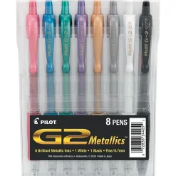Pilot G2 Gel Pens, Fine Point, Assorted Metallic Ink, 8/Pack (PIL34405)