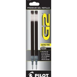Pilot G2 Gel-Ink Pen Refill, Ultra Fine Tip, Black, 2/Pack (77287)