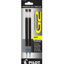 Pilot G2 Gel-Ink Pen Refill, Bold Tip, Black Ink, 2/Pack (77289)
