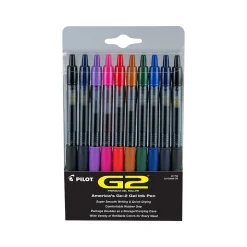 Pilot G2 Retractable Gel Pens, Fine Point, Assorted Inks, 20/Pack (G2720006-CB)