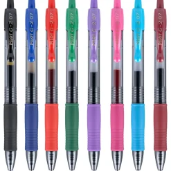 Pilot G2 Retractable Gel Pens, Fine Point, Assorted Ink, 8/Pack (31128)