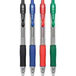 Pilot G2 Retractable Gel Pens, Ultra Fine Point, Assorted Ink, 4/Pack (31276)