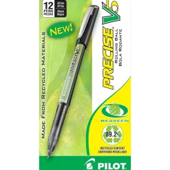 Pilot Precise V5 BeGreen Rollerball Pens, Extra Fine Point, Black Ink, Dozen (26300)