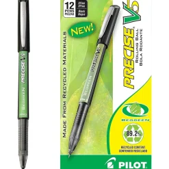 Pilot Precise V5 BeGreen Rollerball Pens, Extra Fine Point, Black Ink, Dozen (26300)