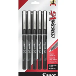 Pilot Precise V5 Rollerball Pens, Extra Fine Point, 0.5mm, Black Ink, 5/Pack (26010)