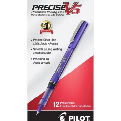 Pilot Precise V5 Rollerball Pens, Extra Fine Point, Purple Ink, Dozen (25106)