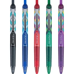 Pilot Precise V5 RT Deco Collection Retractable Rollerball Pens, Extra Fine Point, Assorted Ink, 5/Pack (41980)