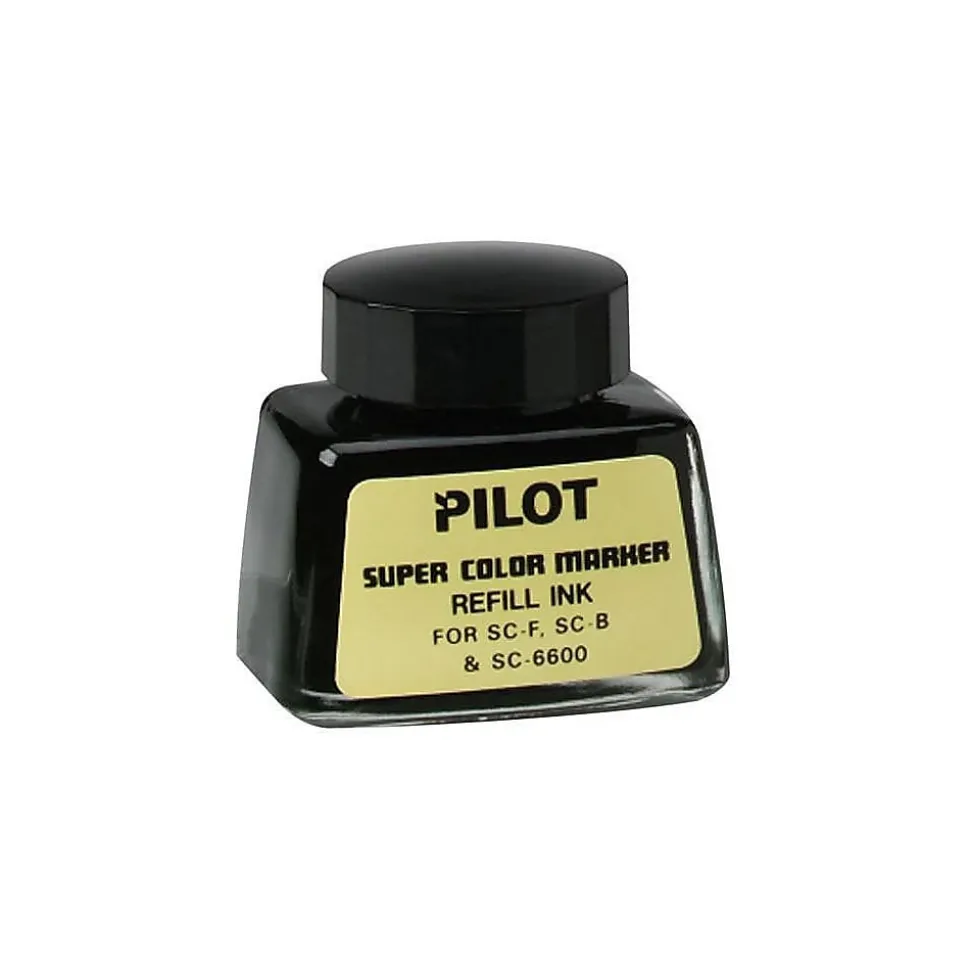 Pilot Super Color Permanent Marker Bottled Ink Refill, Black Ink (43500)