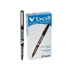Pilot VBall Rollerball Pens, Extra Fine Point, Black Ink, Dozen (35200)