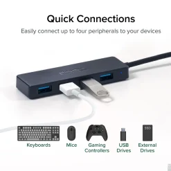 Plugable 4 Port USB Hub 3.0, USB Splitter for Laptop (USB3-HUB4A)