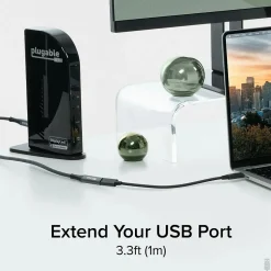 Plugable 3.3' USB C Extension Cable with Built-in Multimeter Tester (USBC-METER3-1MF)