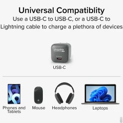 Plugable GaN USB-C Charger Block, 30W, Black (PS-30C1B-3X)