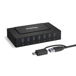 Plugable 7-in-1 Charging Hub with Data Transfer for USB-C or USB 3.0 Laptops
