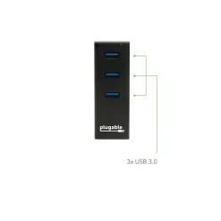 Plugable 3-Port USB 3.0 Hub, Black (USB3-HUB3ME)
