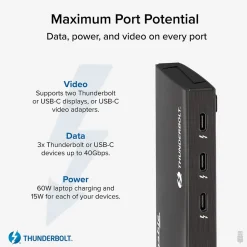 Plugable 4-Port USB-C Hub, Black (TBT4-HUB3C)