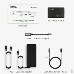 Plugable 4-Port USB-C Hub, Black (TBT4-HUB3C)