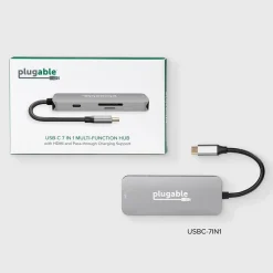 Plugable USB C Hub Multiport Adapter, 7-in-1 Hub, 87W Charging (USBC-7IN1)