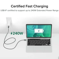 Plugable USB4 EPR 3.3' Cable, 240W, Black (USB4-240W-1M)